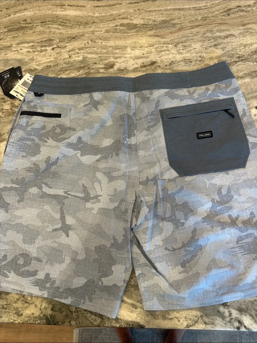 Pelagic Men’s Gray Camo Swim Board Shorts